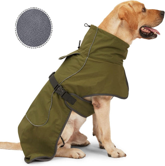 Green reflective waterproof dog raincoat