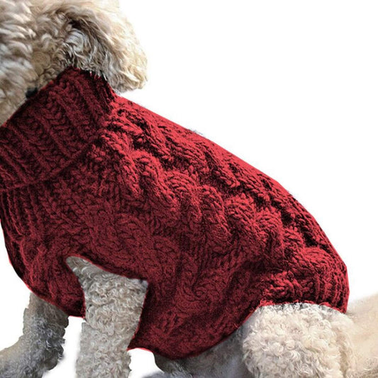 Red knitted wool crochet dog sweater vest