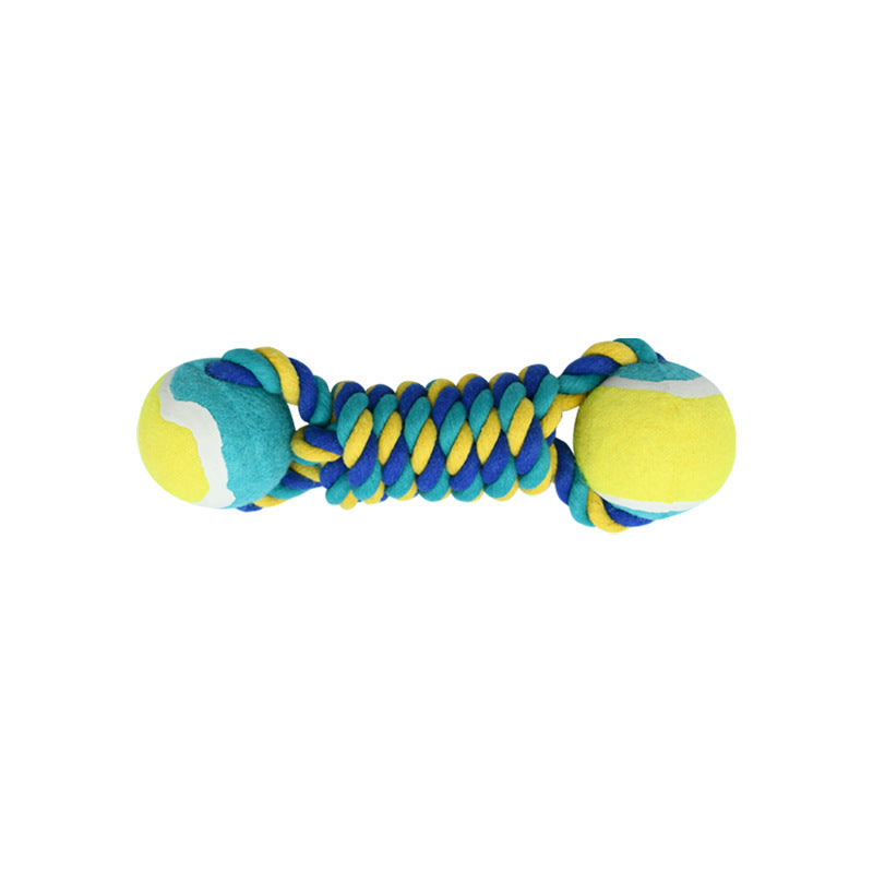 Yellow rope and tennis ball dog toy 2-pack