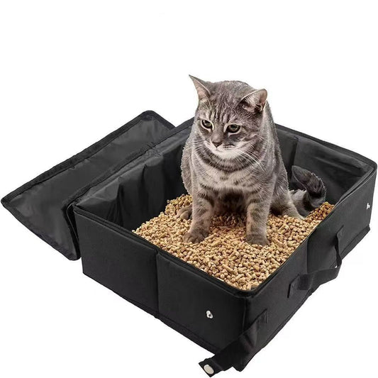 Black portable foldable cat litter box