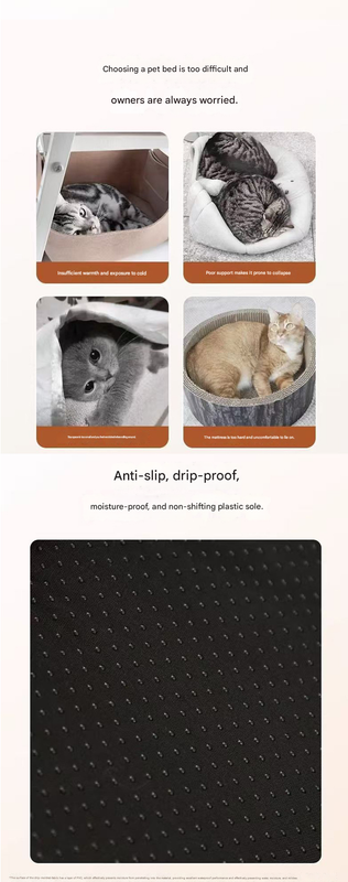 Brown M size Cat Tunnel Bed House 4-Season Universal Removable Washable U-Shaped Cat Cave with Multi-Entrance, Plush Hideaway Pet Nest with Detachable Mat for Indoor Cats, Non-Slip Bottom, Multi-Cat Friendly