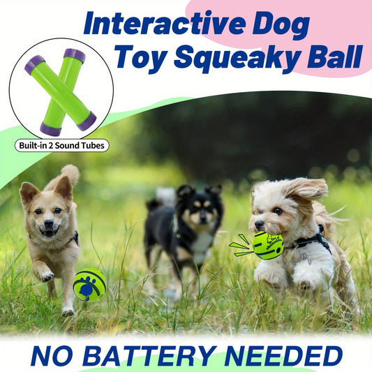Interactive dog toy, sound ball, rolling, barking, dog self-entertainment, dog boredom relief, bite-resistant, gnawing, barking, no batteries, pet interactive ball toy, dog IQ training ball toy