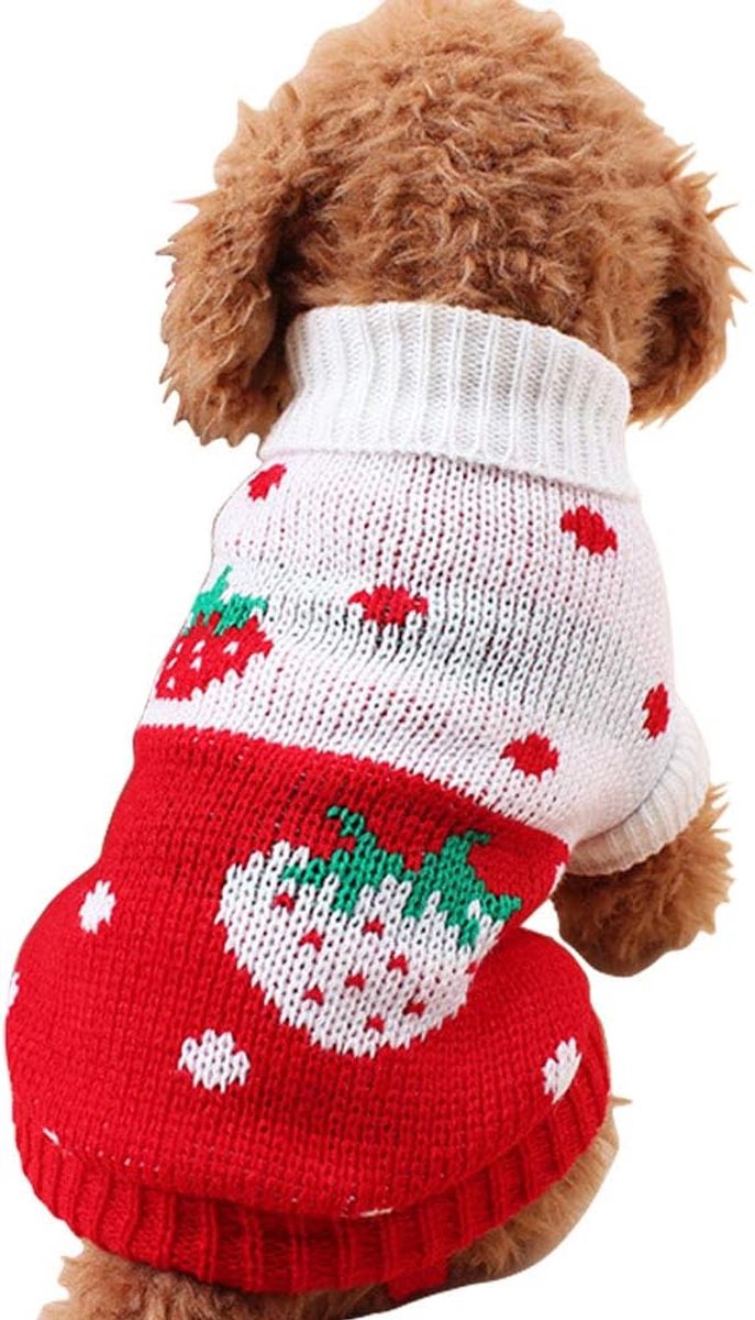 Red turtleneck knit dog sweater