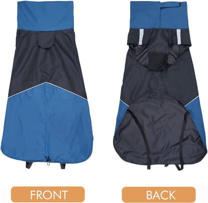 Dog Raincoat - Dog Jacket - Waterproof Winter Dog Jackets - Windproof Dog Jacket - Winter Dog Jacket - Reflective Strip - Perfect for Small Dogs - Medium-Sized Dogs - Blue and Black - Size L