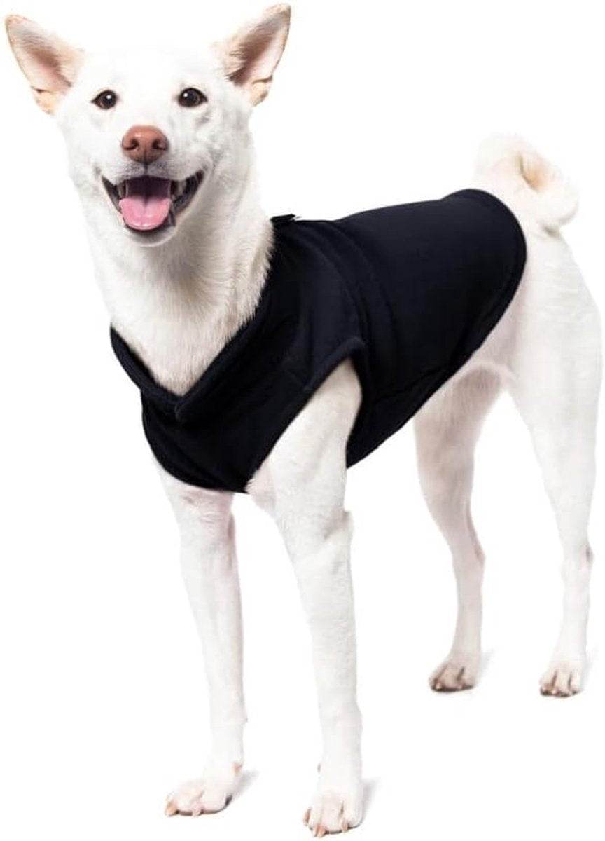 Dog coat - Fleece dog vest - Winter dog coat - Warm dog coat - Fleece dog sweater - Leash with O-ring - Perfect for small and medium dogs - Black - Size S
