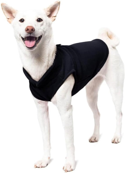 Dog coat - Fleece dog vest - Winter dog coat - Warm dog coat - Fleece dog sweater - Leash with O-ring - Perfect for small and medium dogs - Black - Size S