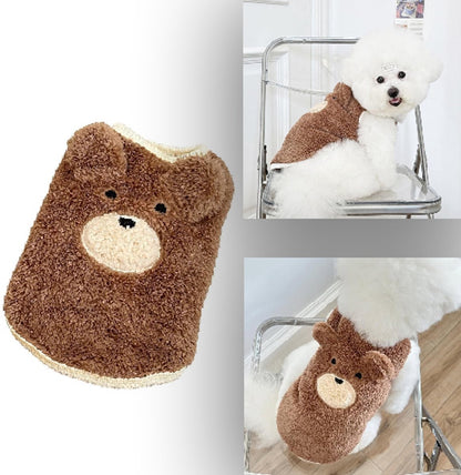 Dog Sweater - Dog Coat - Warm Winter Sweater - Warm Dog Coat - Bear Puppy - Plush Coat - Warm Clothes - Perfect for Small Dogs - Medium Dogs - Dog - Coffee - Medium - Size M
