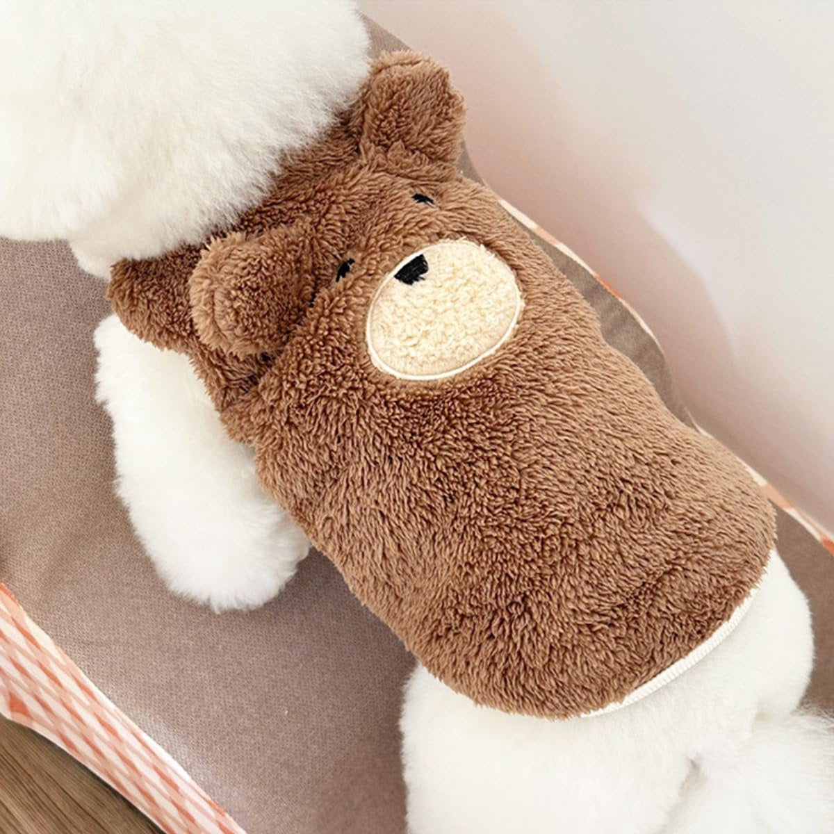 Dog Sweater - Dog Coat - Warm Winter Sweater - Warm Dog Coat - Bear Puppy - Plush Coat - Warm Clothes - Perfect for Small Dogs - Medium Dogs - Dog - Coffee - Medium - Size M