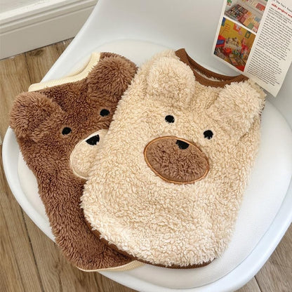 Dog Sweater - Dog Coat - Warm Winter Sweater - Warm Dog Coat - Bear Puppy - Plush Coat - Warm Clothes - Perfect for Small Dogs - Medium Dogs - Dog - Coffee - Medium - Size M