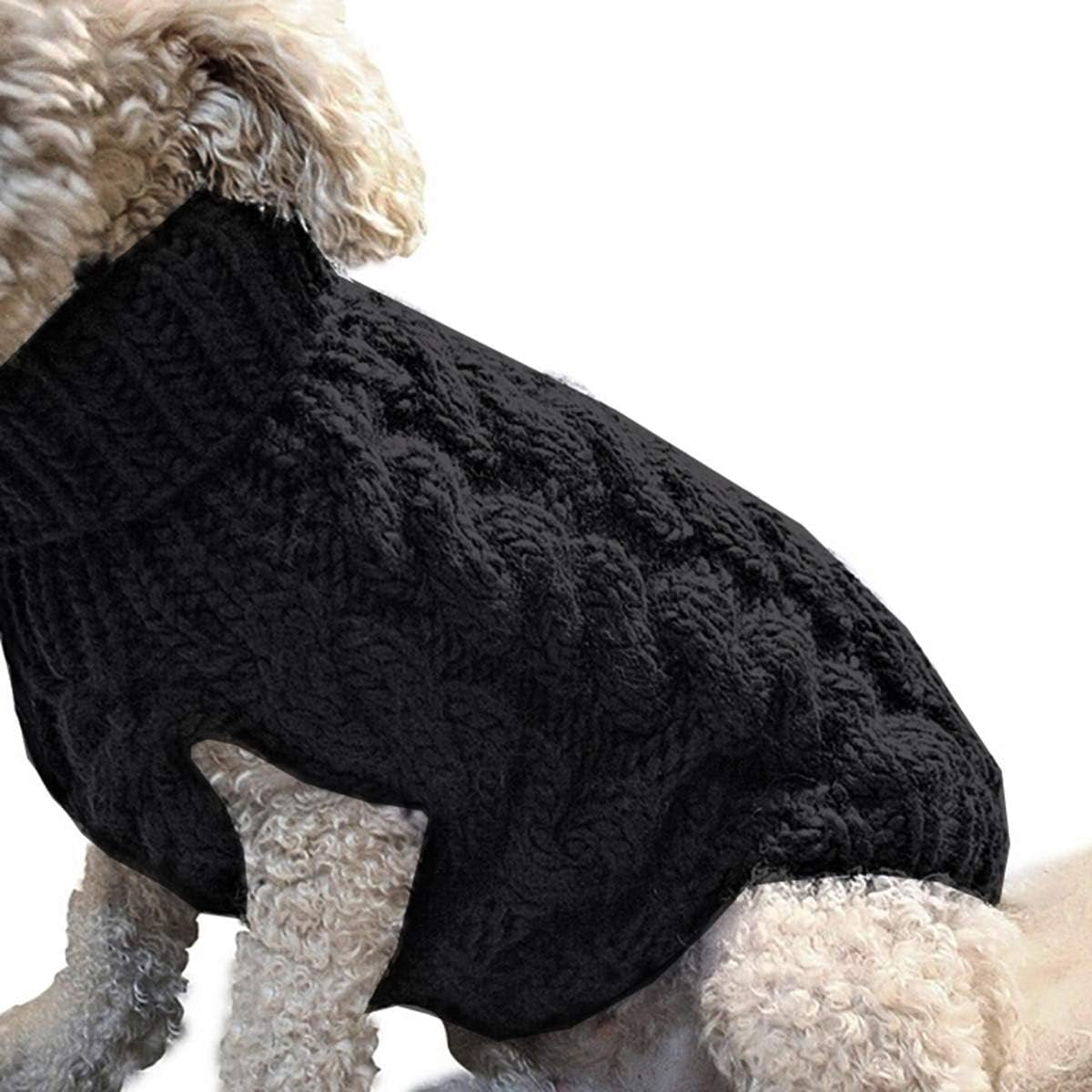 Dog Coat - Dog Sweater Vest - Warm Dog Coat - Winter Dog Sweater - Soft Knitted Wool Dog Clothes - Crochet Coat - Perfect for Small Dogs - Medium-Sized Dogs - Size M - Black