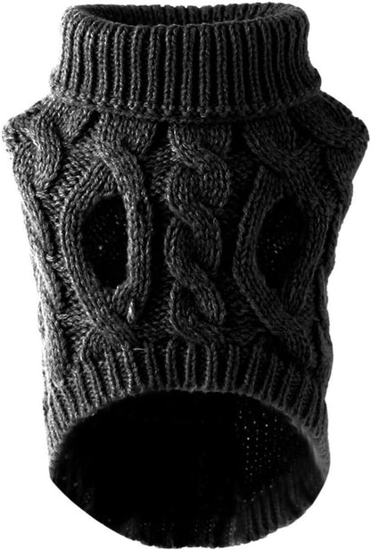 Dog Coat - Dog Sweater Vest - Warm Dog Coat - Winter Dog Sweater - Soft Knitted Wool Dog Clothes - Crochet Coat - Perfect for Small Dogs - Medium-Sized Dogs - Size M - Black