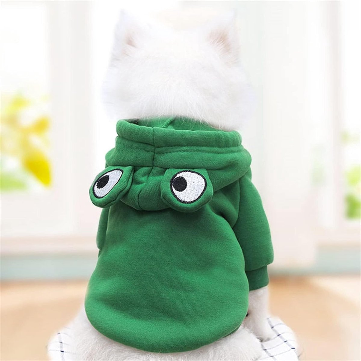 Dog Coat - Warm Winter Dog Clothes - Cute Frog Dog Coat - Hooded Sweatshirt - Warm Dog Coat - Fleece Dog Clothes - Perfect for French Bulldogs - Chihuahuas - Green - Size L