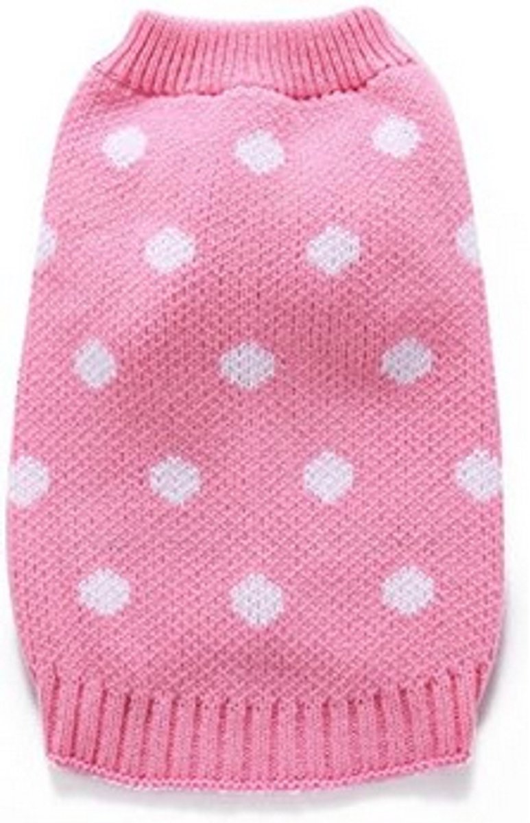 Dog Sweater - Classic Dog Sweater - Polka Dot Knit Sweater - Dog Coat - Puppy Clothes - Autumn and Winter Dog Clothes - Pink - Size L - Perfect for Small Dogs - Medium-Sized Dogs - Party Clothes