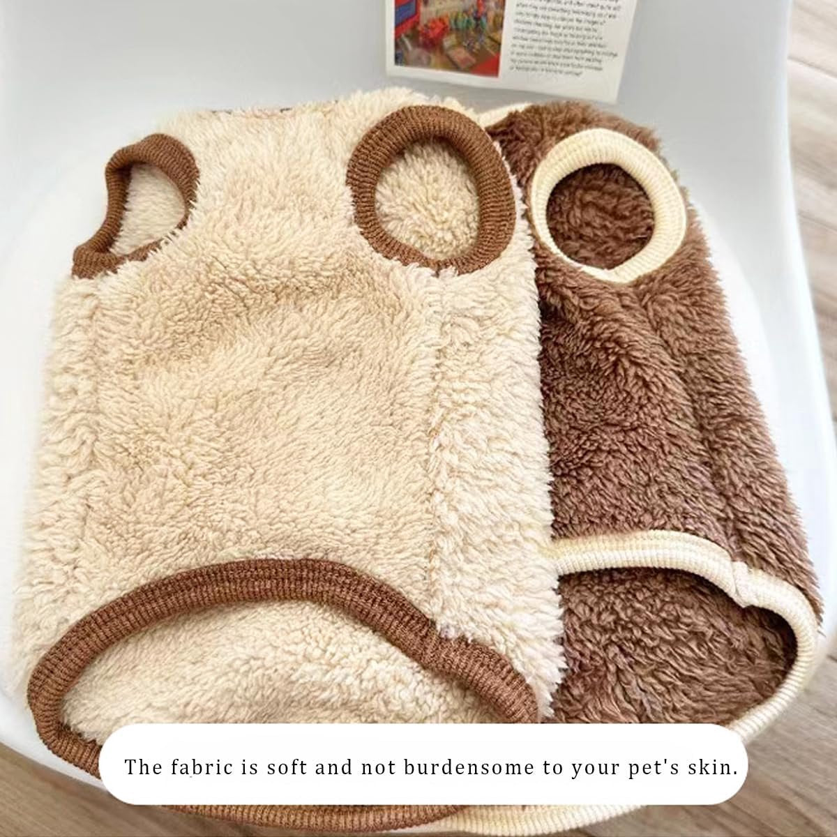 Dog Sweater - Dog Coat - Warm Winter Sweater - Warm Dog Coat - Bear Puppy - Plush Coat - Warm Clothing - Perfect for Small Dogs - Medium Dogs - Dog - Coffee - Beige - Size M