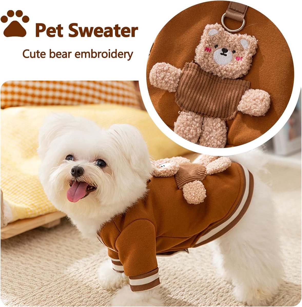 Dog Coat - Dog Sweater - Dog Clothes with D-Ring - Warm Winter Sweater - Soft Sweatshirt - Warm Winter Dog Clothes - Perfect for Small Dogs and Cats - Size XL - Christmas Decorations