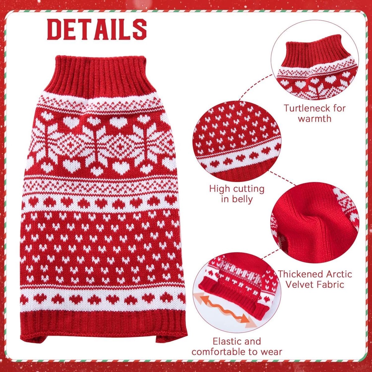 Dog sweater - Christmas sweaters for dogs - Sleeveless dog sweaters - Dog coat - Warm sweater for puppies in autumn and winter - Ugly sweater - Perfect for small dogs - Dog - Medium - New Year's holidays