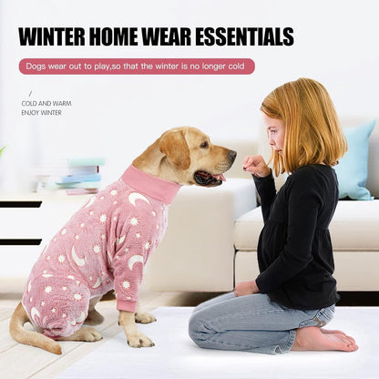 Warm Dog Coat - Winter Clothes for Medium Dogs - Shedding Suit - Full Dog Suit - Glow in the Dark - Pink - Size M - Perfect for Small Dogs - Medium-Sized Dogs