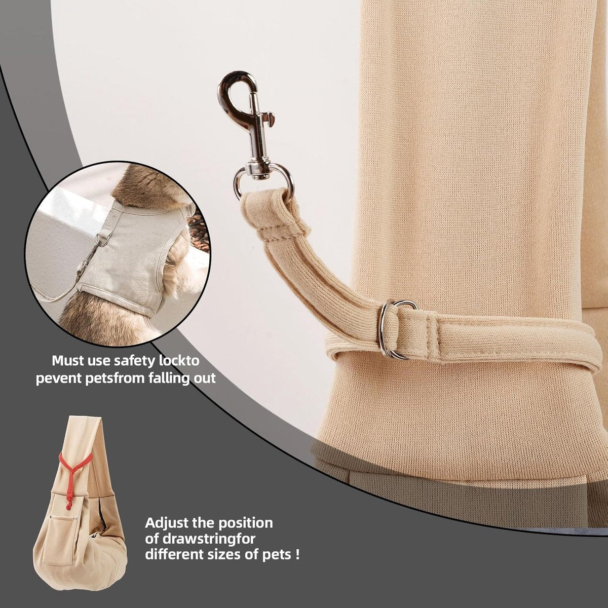 Dog Carrier Bag - Dog Sling - Waterproof - Dog Bag - Cat Travel Bag - Dog Carrier - Pet Carrier Bag Dog - Small Dog Front Carrier for Travel - Animal Carrier Bag - Max 10 Kg - Dog Carrier Bag - For Cats, Dogs and Pets - Khaki