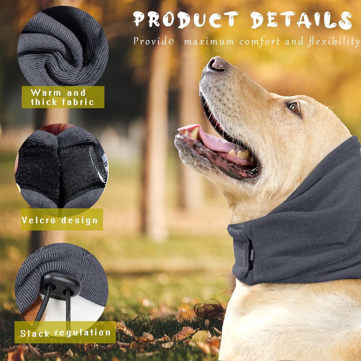 S - Noise-Reducing Ear Protectors for Dogs - Dog Ear Protector - Ear Protector for Dogs - Dog Ear Protector - Dog Ear Protection - Pet Cone - Noise-Dampening Dog Headband - Noise-Reducing Dog Ear Warmer - Keep Warm - Adjustable