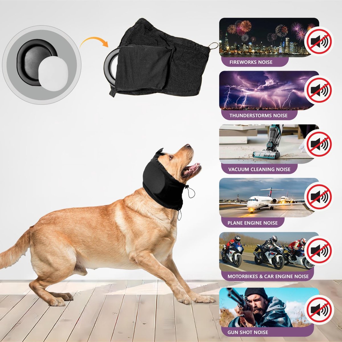 XL - Noise-Reducing Ear Protectors for Dogs - Dog Ear Protector - Ear Protector for Dogs - Dog Ear Protector - Hearing Protection for Pets - Pet Cone - Noise-Dampening Dog Headband - Noise-Reducing Dog Ear Warmer - Blue