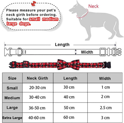Christmas Dog Bow Tie - Festive Dog Bow Tie - Collar with Bow - Dog Collar - Red - Checkered Bowtie - Adjustable Neckline - Dog Accessories - Dog Clothing - Dogwear - Christmas - Gift - Size M