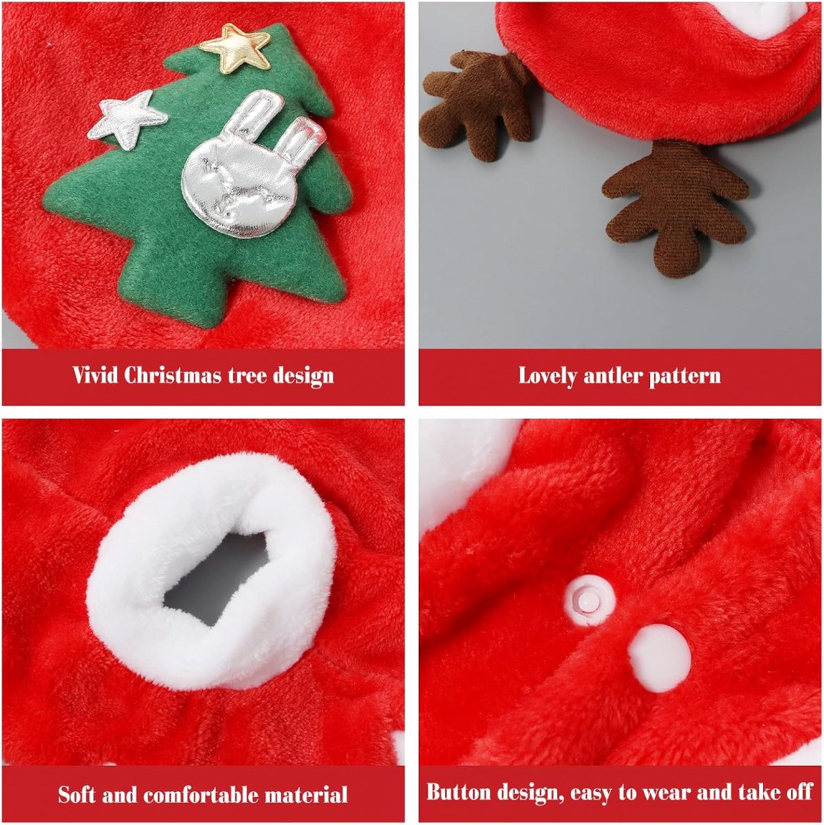 Dog Christmas Costume - Dog Christmas Costume - Hooded Dog Christmas Suit - Christmas Costume for Cats - Christmas Suit for Dogs and Cats - Size XS - Christmas Clothing for Dog or Cat - Dog Fancy Dress Costumes - Dog Clothing - Christmas Costume for Pets