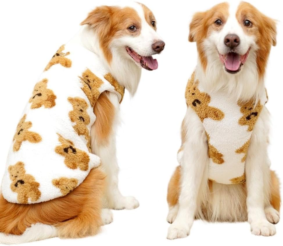 White plush bear pattern dog vest