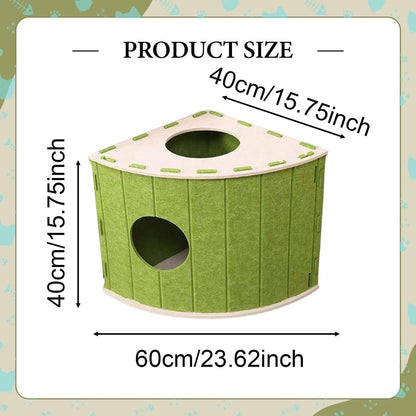 Cat House - Cat Basket - Cat Den - Felt-Shaped Cat Bed - Suitable for All Seasons - Warm | Scratch-Resistant - Pet Bed | Deep Sleeping Bed - Green