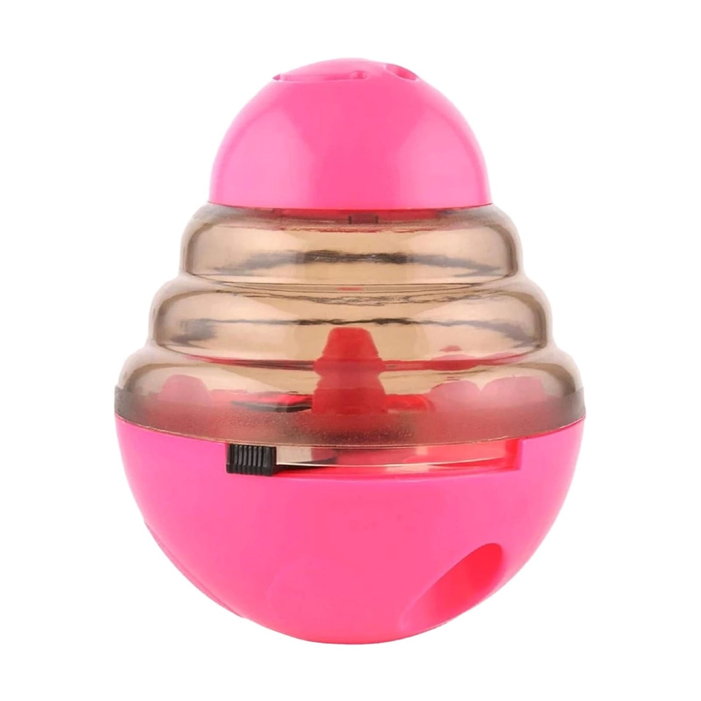 Green and pink roly-poly dog feeder toy