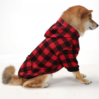 Big ! Pet Dog Plaid Hoodie Sweaters with Hat, Dog Warm Winter Dog Coat for Small Medium Large Dogs S