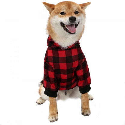 Big ! Pet Dog Plaid Hoodie Sweaters with Hat, Dog Warm Winter Dog Coat for Small Medium Large Dogs 2XL