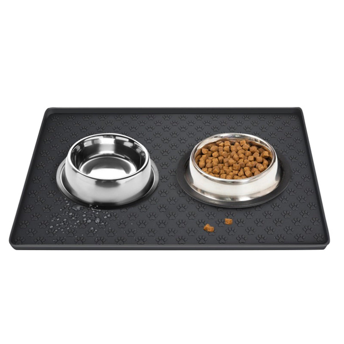 Black silicone dog food mat