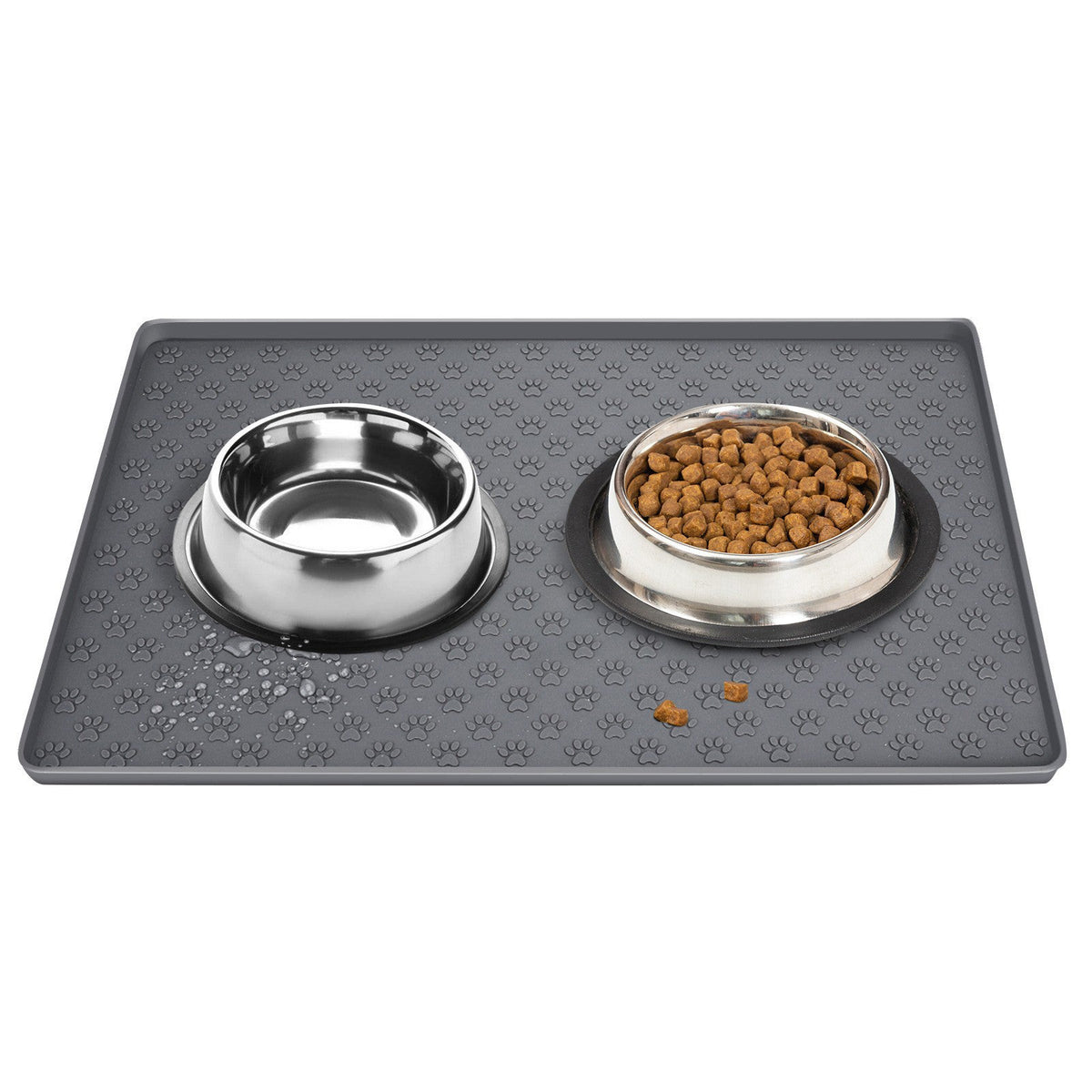 Grey silicone dog food mat