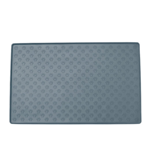 Darzheoy Dog Food Mat, Waterproof Dog Bowl Mat, Silicone Dog Mat for Food and Water, Pet Food Mat with Edges, Nonslip Dog Feeding Mat, Dog Food Mats for Floors Gray