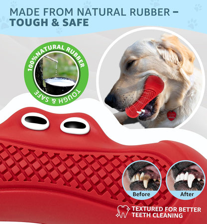 Red Indestructible Dog Chew Toy - Chew Stick for Medium and Large Dogs - Promotes Dental Care and Teeth Cleaning - 1 Piece