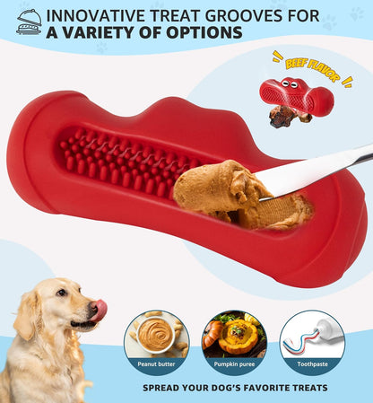 Red Indestructible Dog Chew Toy - Chew Stick for Medium and Large Dogs - Promotes Dental Care and Teeth Cleaning - 1 Piece