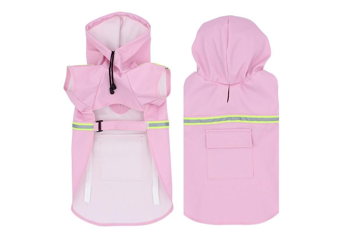 Pink waterproof dog raincoat poncho