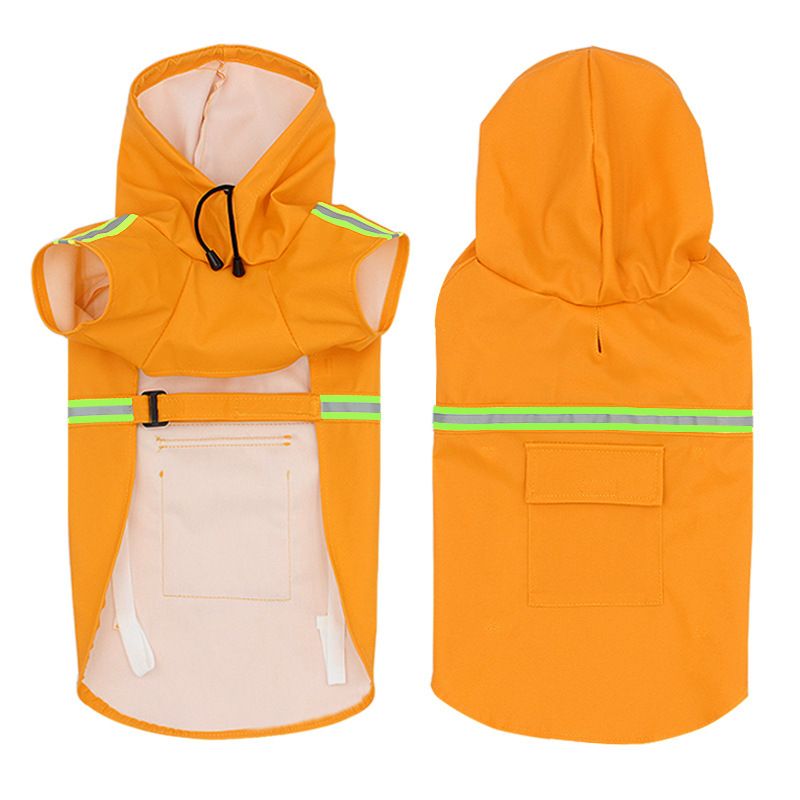 Orange waterproof dog raincoat poncho