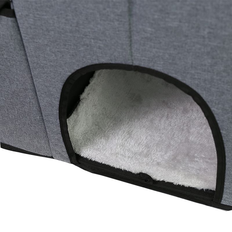 3-in-1 Pet Stairs with Built-in Pet Bed and Storage Compartments, Foldable Oxford Fabric Pet Steps for Small Dogs and Cats to Reach Bed or Sofa, Space-Saving Grey Pet Ramp (Grey)