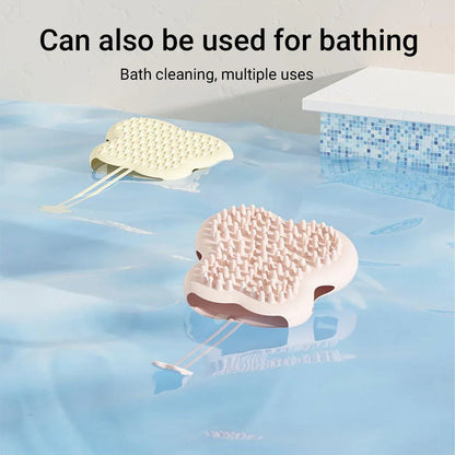 Double Hand Cat Bath Gloves Hair Removal Comb Grooming Floating Hair - Blue
