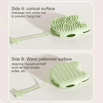 Double Hand Cat Bath Gloves Hair Removal Comb Grooming Floating Hair - Green