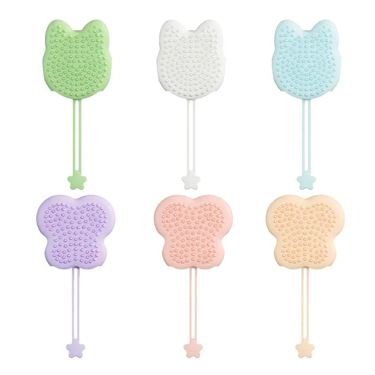 Double Hand Cat Bath Gloves Hair Removal Comb Grooming Floating Hair - White