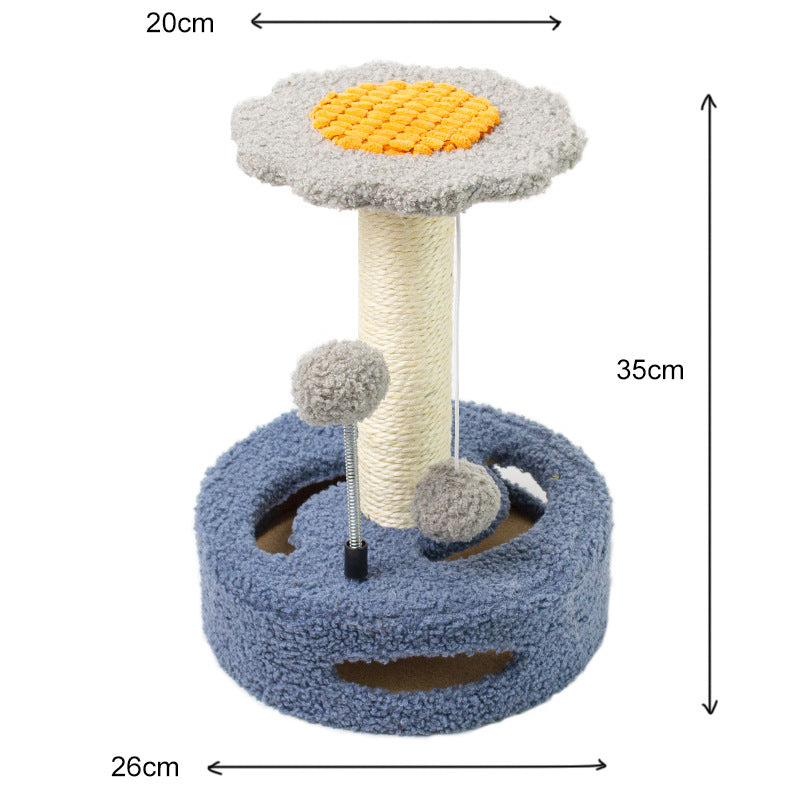 Blue and grey sunflower cat scratching post