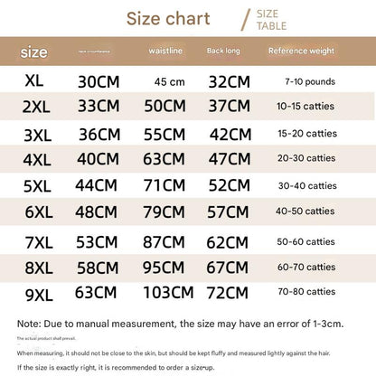 Size chart - Classic Hooded Dog Sweatshirt