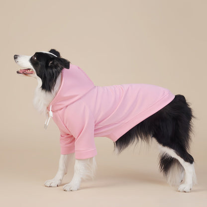 Pink classic dog sweatshirt with hood and drawstrings