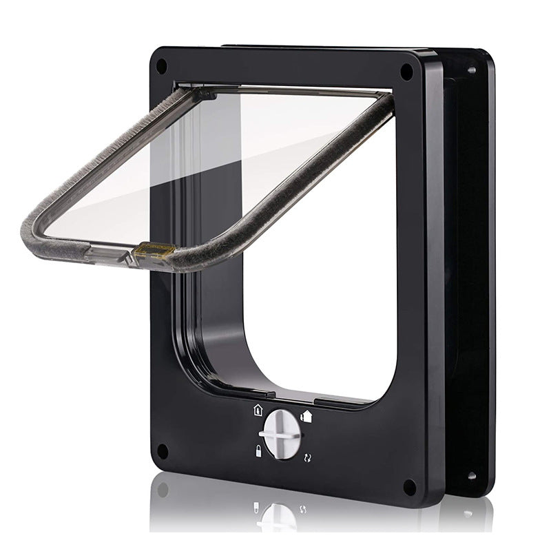 Black 4-way locking pet flap door