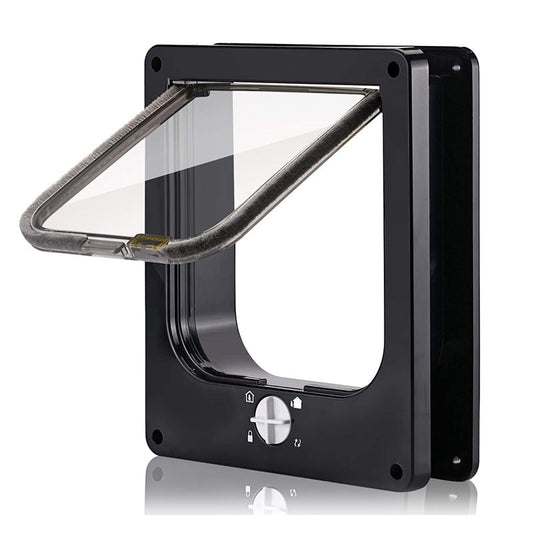 Black 4-way locking pet flap door
