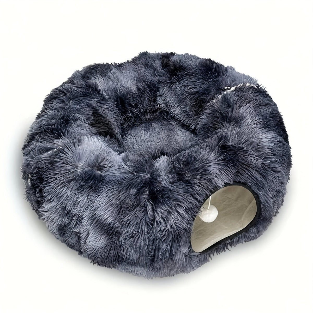 Dark blue tie-dye donut cat tunnel bed