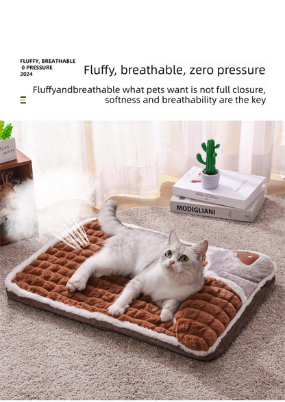 Thickened Pet Sofa Bed L Size 60x40cm Coffee Dog Mat with Integrated Pillow Soft Washable Sleeping Pad for Dogs and Cats All Season Comfort