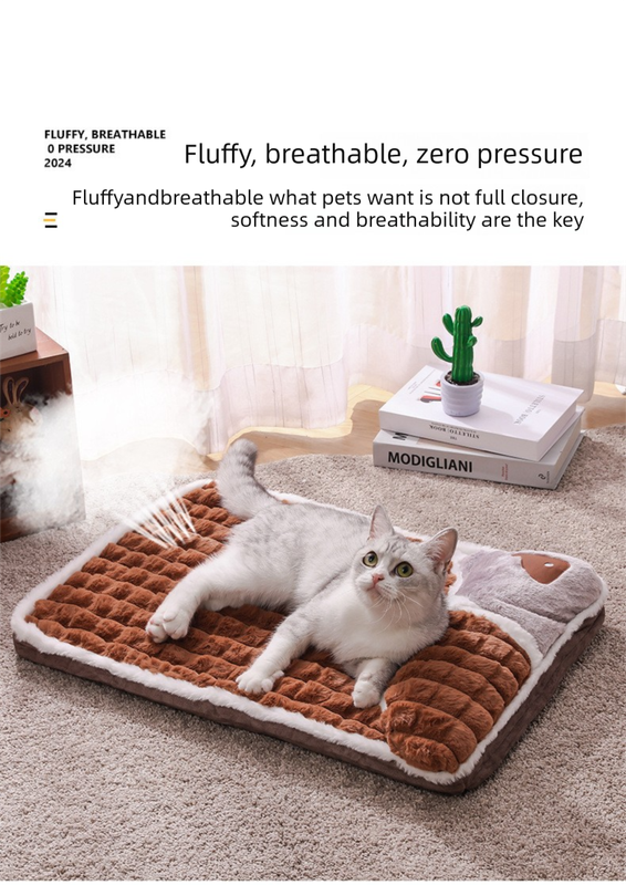 Thickened Pet Sofa Bed S Size 40x25cm Coffee Dog Mat with Integrated Pillow Soft Washable Sleeping Pad for Dogs and Cats All Season Comfort
